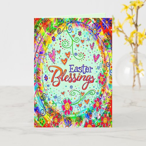 Easter Blessings Fun Whimsical Floral Inspirivity  Card