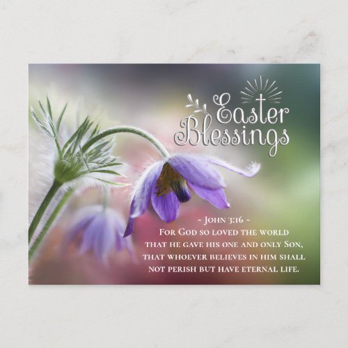 Easter Blessings God so Loved the World John 316 Postcard