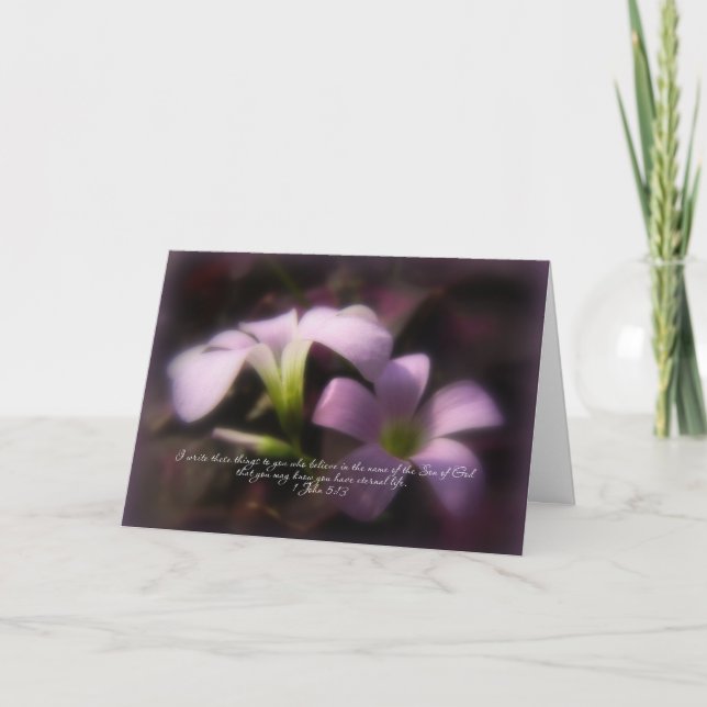 Easter Blessings Greeting Card - Purple Oxalis (Front)
