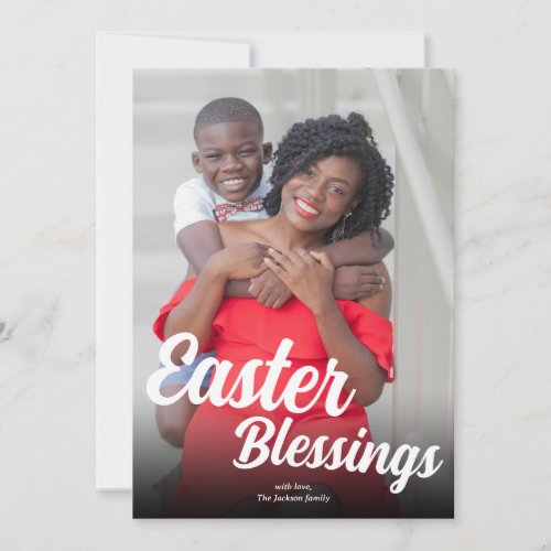 Easter Blessings Happy Vertical Photo Personalized Holiday Card