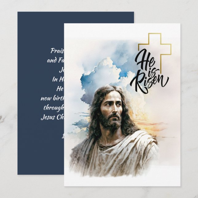 Easter Blessings. Jesus Christ Painting Holiday Card (Front/Back)