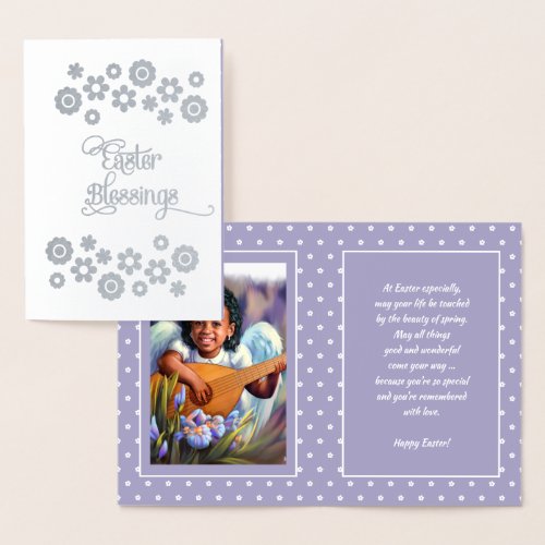 Easter Blessings Little African American Angel Foil Card