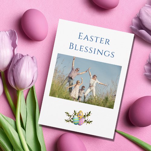 Easter Blessings Modern Christian Family   Holiday Card