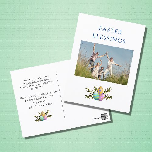 Easter Blessings Modern Christian Family   Holiday Postcard