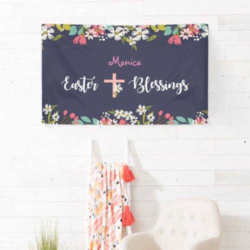 Easter Blessings of Risen Christ Flowers Banner