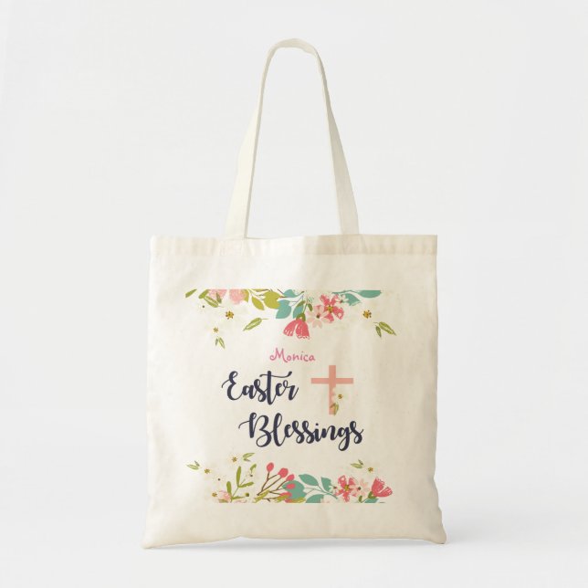 Easter Blessings of Risen Christ Flowers Tote Bag (Front)