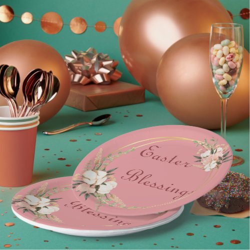 Easter Blessings Paper Plate Floral Tableware 