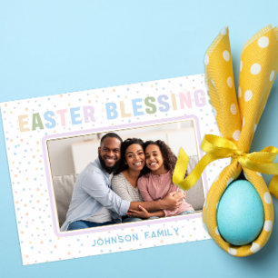 Easter Blessings Pastel Photo Card – Modern Spring