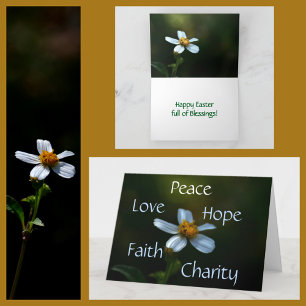 Easter Blessings Peace Love Faith Hope Charity Holiday Card