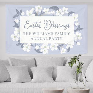 Easter Blessings Pretty Purple Floral Personalized Banner