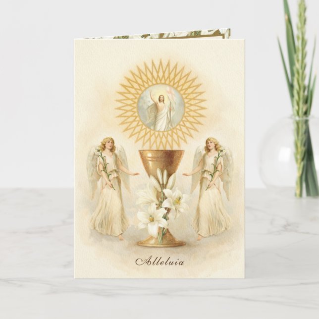 Easter Blessings Priest Chalice Resurrection Holiday Card (Front)