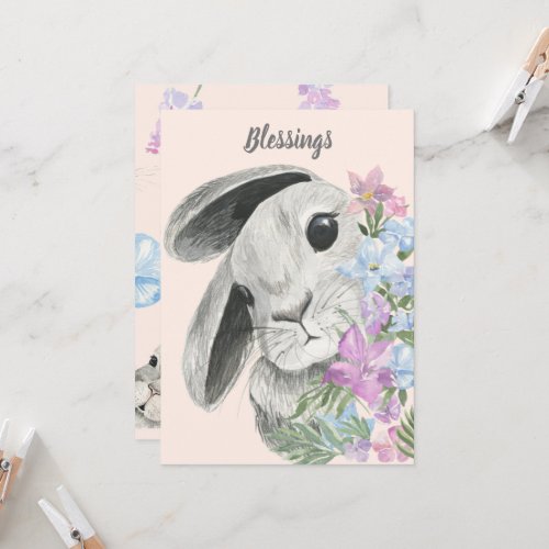 Easter Blessings Quote Cute Curious Easter Bunny