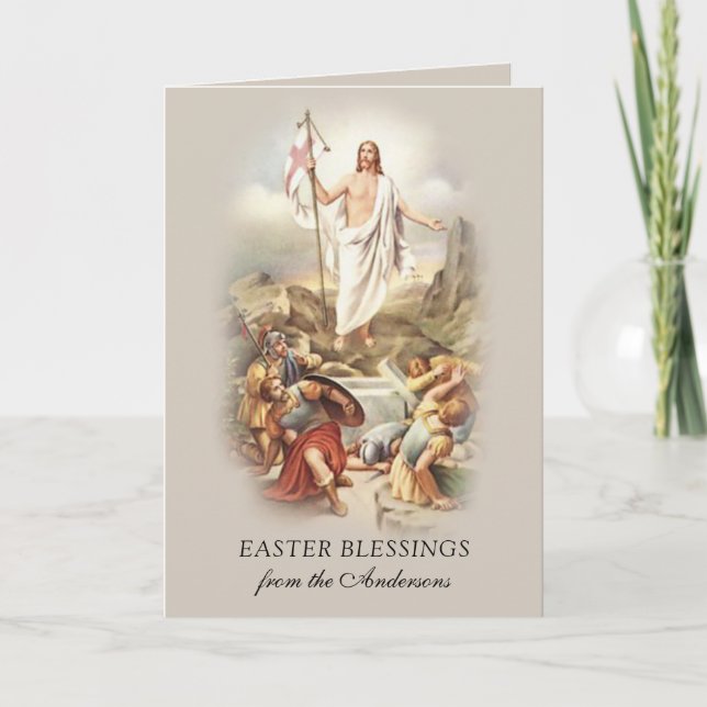 Easter Blessings Resurrection Jesus Prayer Holiday Card (Front)