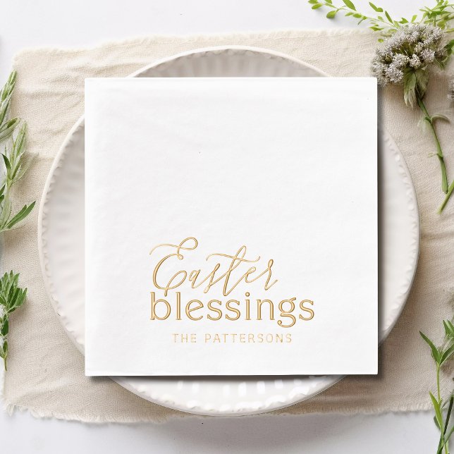 Easter Blessings Script Typography Religious Name Foil Napkins (Creator Uploaded)