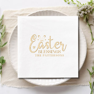 Easter Blessings Script Typography Religious Name Foil Napkins