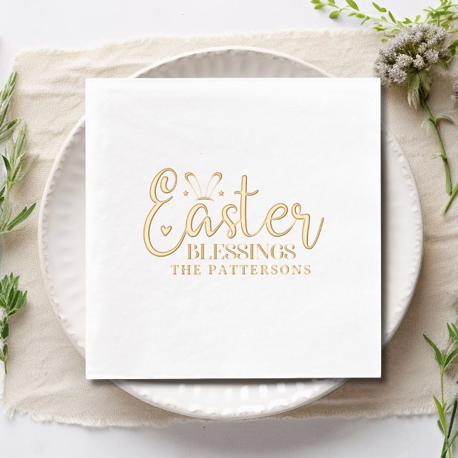 Easter Blessings Script Typography Religious Name Foil Napkins (Creator Uploaded)