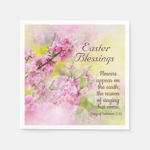 Easter Blessings Song of Solomon 212 Pink Flower Napkins