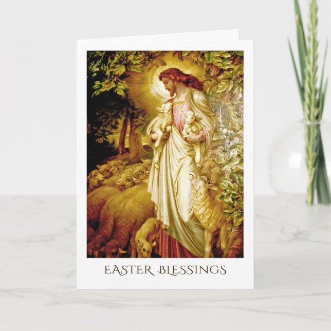 Easter Blessings. The Good Shepherd Painting Holiday Card (Front)