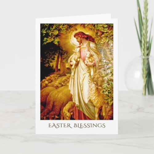 Easter Blessings The Good Shepherd Painting Holiday Card