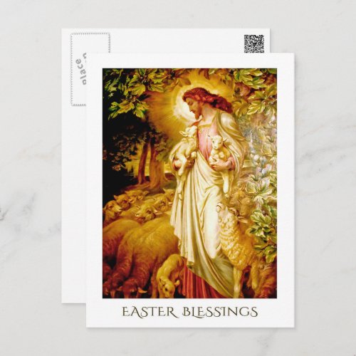 Easter Blessings The Good Shepherd Painting Holiday Postcard