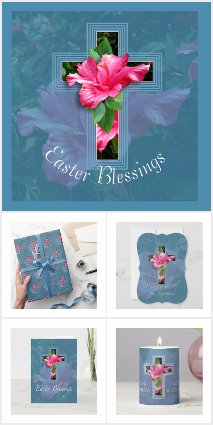 Easter Blessings Tropical Hibiscus Cross