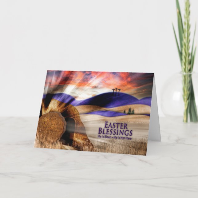 Easter Blessings TWO Resurrection Tomb Stone Away Card (Front)