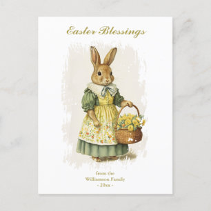 Easter Blessings Vintage Bunny Rabbit Custom Text Holiday Postcard