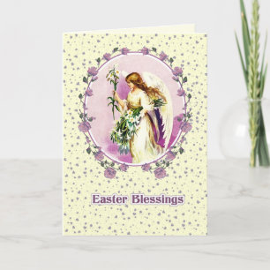 Easter Blessings. Vintage Praying Angel Holiday Card