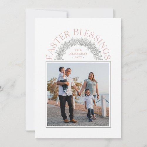 Easter Blessings Wreath Arch Photo Card _ Pink