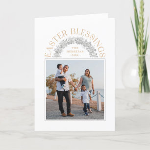 Easter Blessings Wreath Arch Photo Card - Tan
