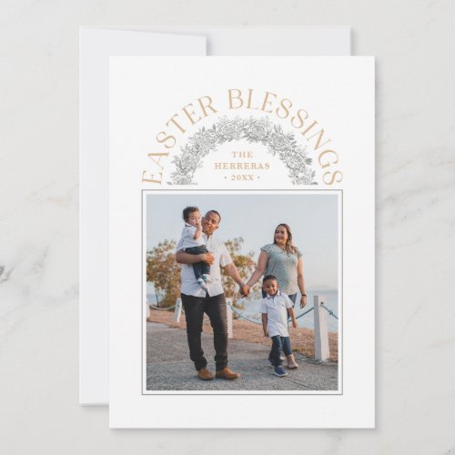 Easter Blessings Wreath Arch Photo Card _ Tan