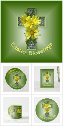 Easter Blessings Yellow Daisies Cross