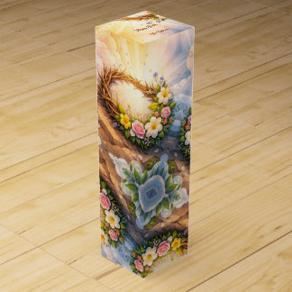 Easter Blooming Crown of Thorns 3D Papercut Wooden Wine Box