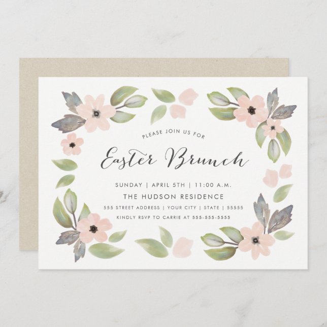 Easter Blossoms Brunch Invitation (Front/Back)