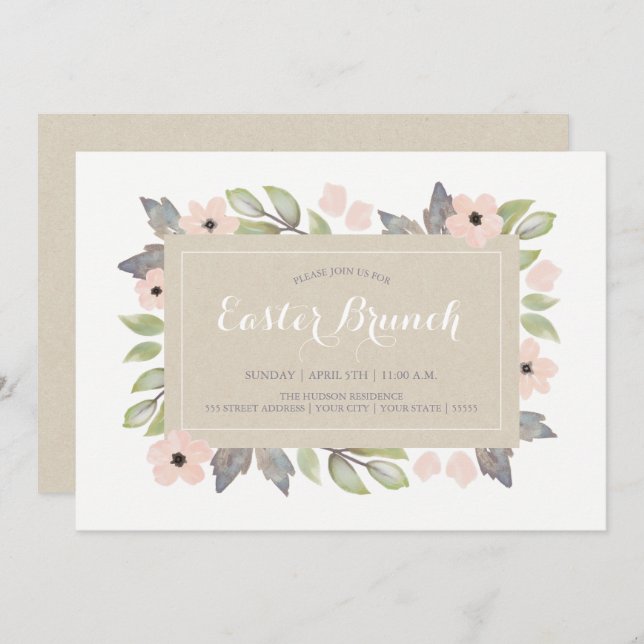 Easter Blossoms Brunch Invitation (Front/Back)