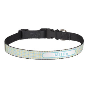 Easter Blue and Yellow Pastel Plaid Custom Name Pet Collar