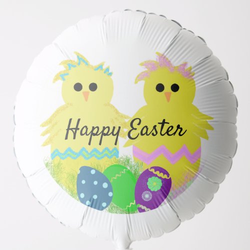Easter Blue Pink Yellow Chick Eggs Balloon