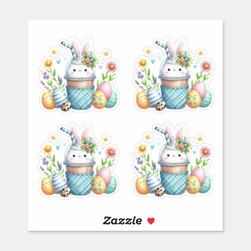 Easter Blue Treats Chicks and Eggs Sticker
