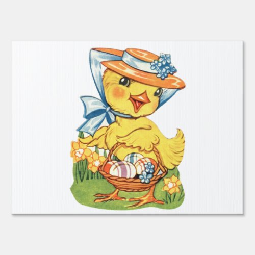 Easter Bonnet Chick Sign