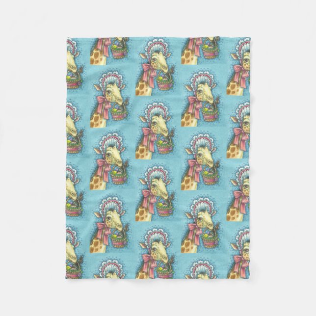 EASTER BONNET GIRAFFE FLEECE BLANKET SM (Front)