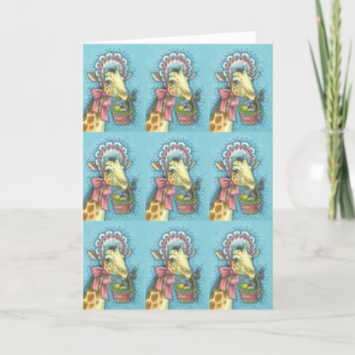 EASTER BONNET GIRAFFE HOLIDAY GREETING CARD verse