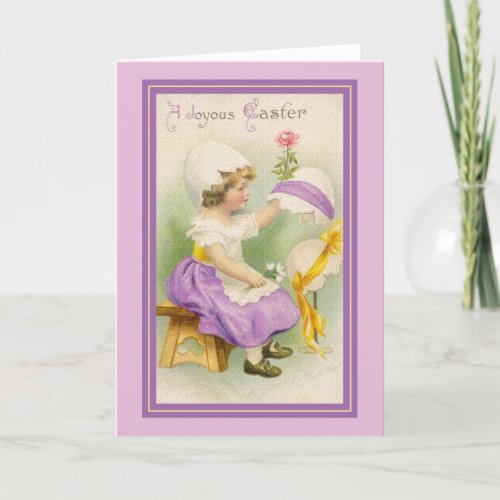 Easter Bonnet Girl Vintage Image Holiday Card