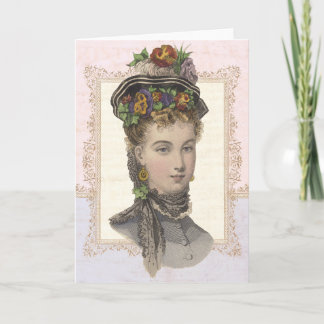 Easter Bonnet Lady Vintage Spring Fashion Holiday Card
