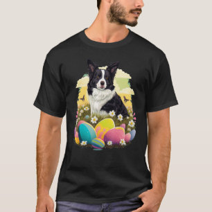 Easter Border Collie Bunny Eggs Dog on Easter Bord T-Shirt