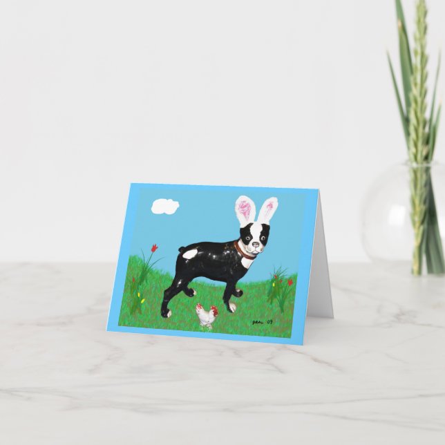 Easter Boston Terrier Clancey Card (Front)