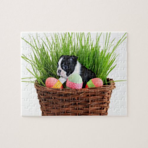 Easter Boston Terrier  dog Jigsaw Puzzle