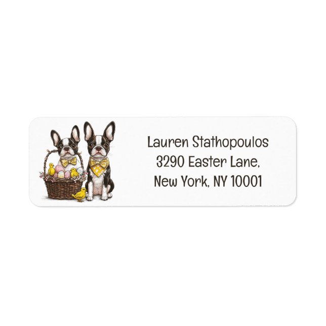 Easter Boston Terrier Dogs Label (Front)