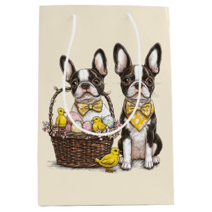 Easter Boston Terrier Dogs Medium Gift Bag