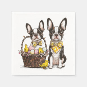 Easter Boston Terrier Dogs Napkins
