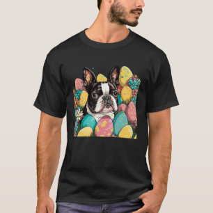 Easter Boston Terrier Spring Flower Dog Paint Spl T-Shirt